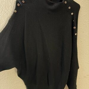 Tahari Black Cowl Neck Sweater with Button Accents